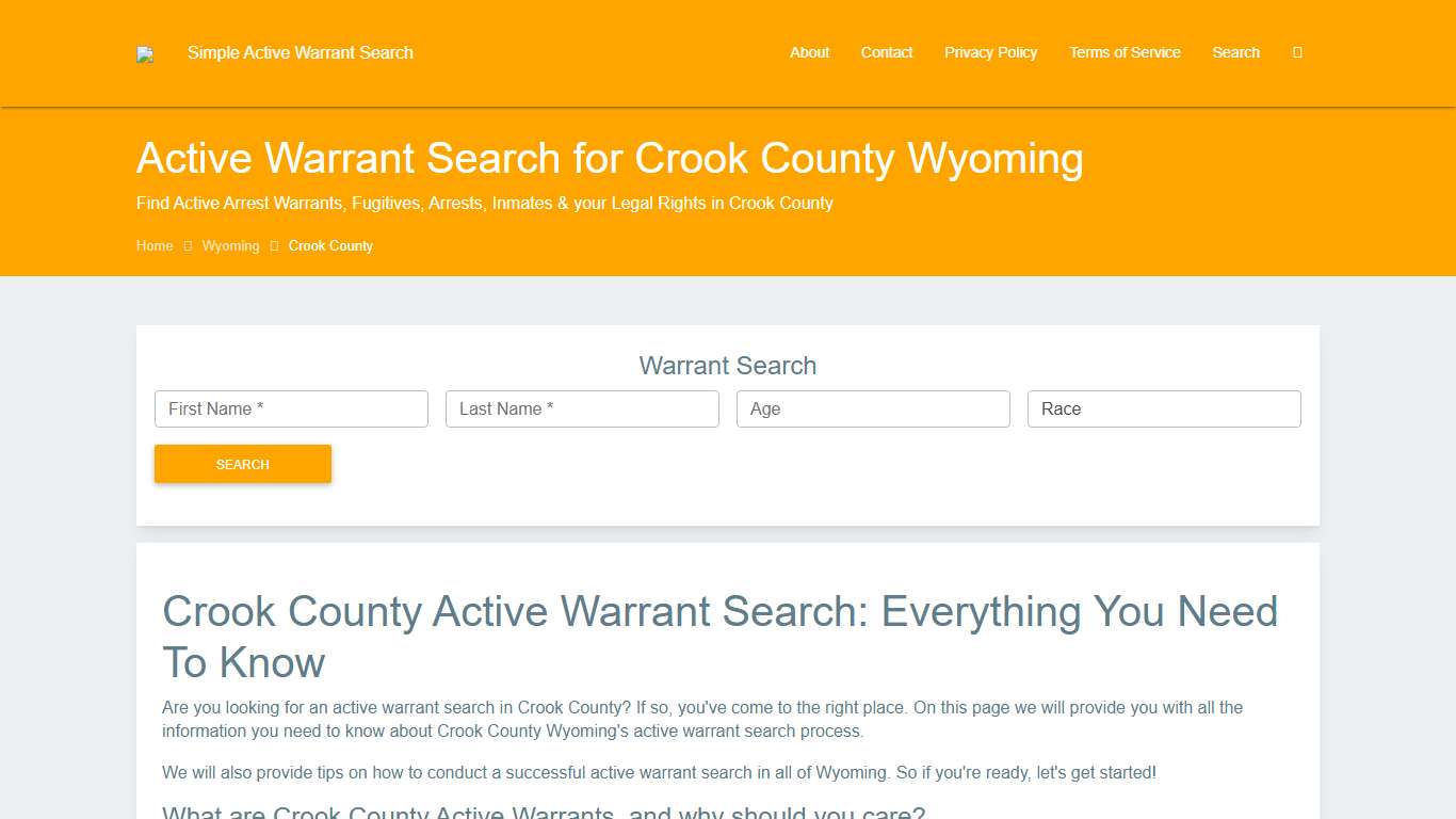 Active Warrant Search in Crook County Wyoming - Outstanding Warrants