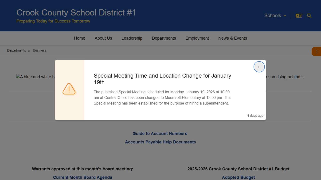 Crook County School District #1 - Business